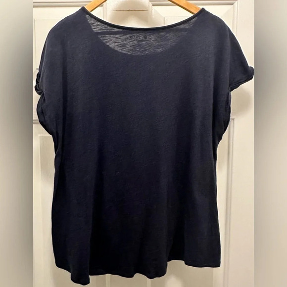 Stylus Women’s Navy Cotton Lace Short Sleeve Shirt Size XL - Picture 3 of 5